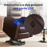FlexiSpot Poltrona Relax Alzapersona Massaggiante XL3 Nero, Marrone